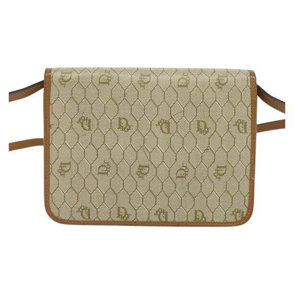 DIOR Honeycomb Canvas Shoulder Bag Pvc Leather Beige Gold - Picture 3 of 12